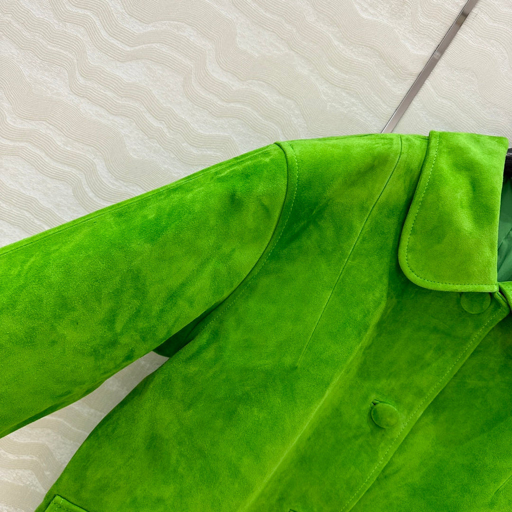 Prada 25 Jacket Green Suede lambskin
