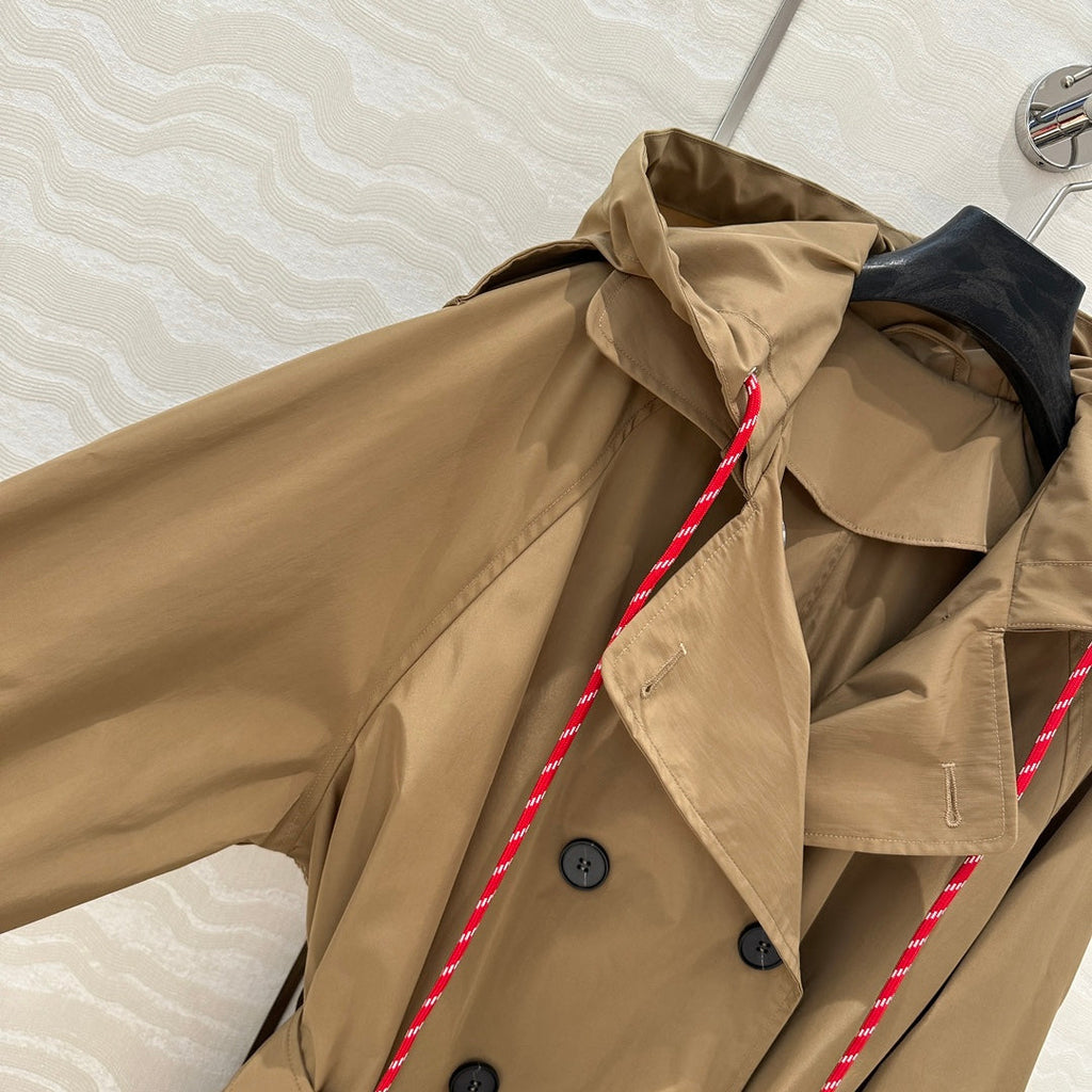 Miu Miu 25 Long Windbreaker Khaki Polyester