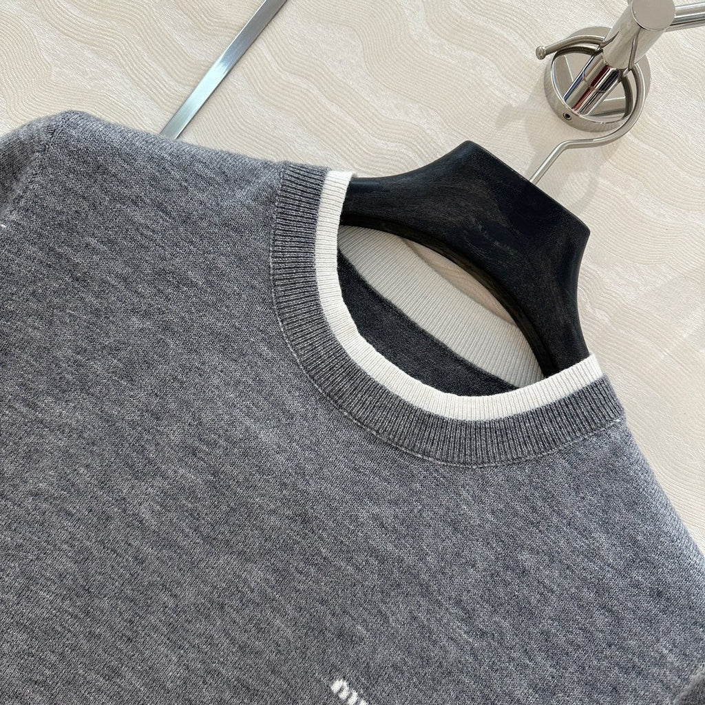 Miu Miu 25 Knitted Sweater Gray Wool