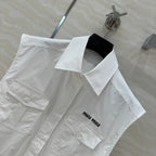 Miu Miu 25 Bow Tie Vest Shirt White Cotton