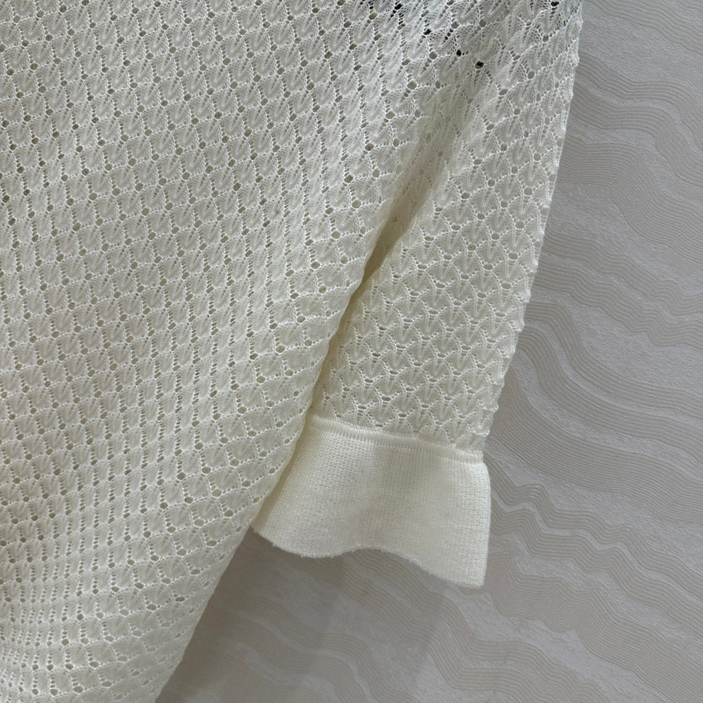Celine 25 Hollow T-shirt White Wool