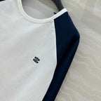 Celine Arc de Triomphe long-sleeved T-shirt Navy Blue mix White Cotton