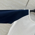 Celine Arc de Triomphe long-sleeved T-shirt Navy Blue mix White Cotton
