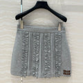 Miu Miu Lace Short Skirt Gray Cotton