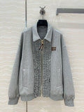 Miu Miu Lace Sweater Coat Gray Cotton