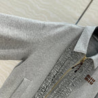 Miu Miu Lace Sweater Coat Gray Cotton