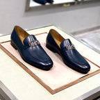 HM Men's Loafer Navy Blue Calfskin 539687