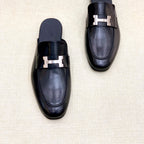 HM Men's Mule Black Calfskin 539720