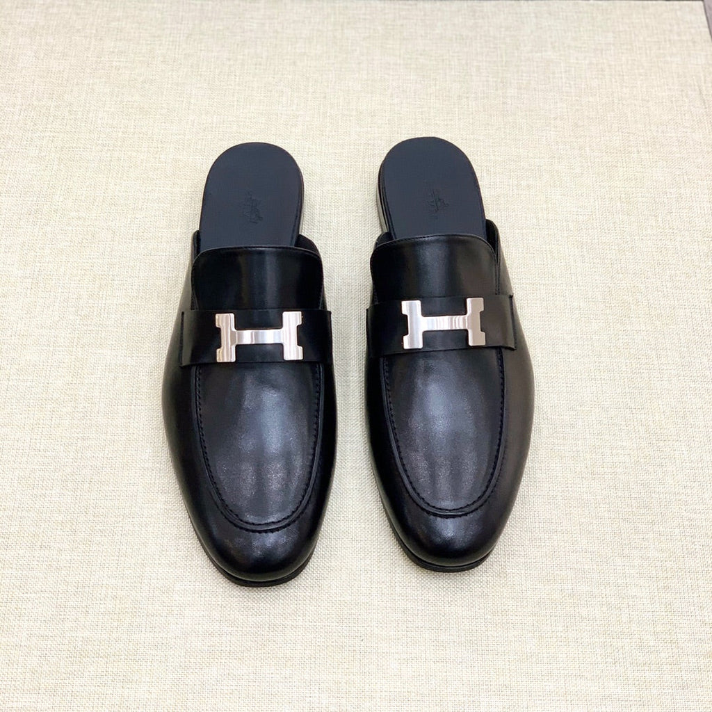 HM Men's Mule Black Calfskin 539720