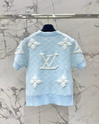 LV Flower T Shirt Light Blue Polyamide Wool