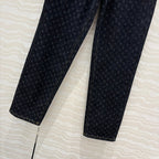 LV 25 Jacquard Logo Denim Trousers Black Cotton