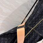 LV 25 Monogram Jacquard Logo Denim Dress Black Cotton