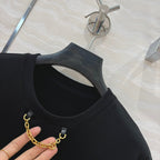 LV 25 Monogram Jacquard Logo Denim T-shirt Black Cotton