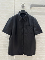 Prada Short-sleeved Jacket Black Lambskin