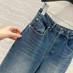 CD Ripped Straight Jeans Blue Cotton