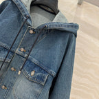 CD Ripped Straight Hooded Jacket Blue Cotton