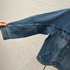 CD Ripped Straight Hooded Jacket Blue Cotton
