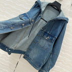CD Ripped Straight Hooded Jacket Blue Cotton