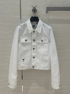 CD Butterfly Pattern denim Jacket White Cotton