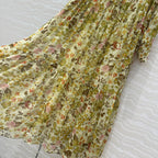 Celine Floral Pattern Dress Green Silk
