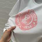 LV 25 MONOGRAM Print Logo Short T-Shirt White Pink Cotton