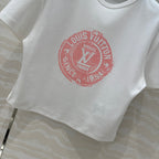 LV 25 MONOGRAM Print Logo Short T-Shirt White Pink Cotton