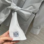 Loewe Pinstriped Shirt Dress White Cotton