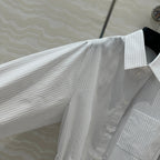 Loewe Pinstriped Shirt Dress White Cotton
