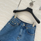 LV Denim Fabric Short Blue Cotton