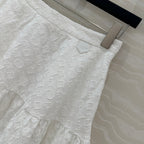 LV  Monogram Jacquard Skirt White Cotton