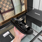 CC 25S Dad Sandal Mule Black Patent Calfskin