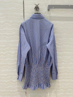 Prada Striped Shirt Dress Blue Cotton