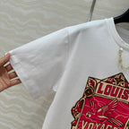 LV Floral Pattern Combined With Flying Birds White Pink Cotton