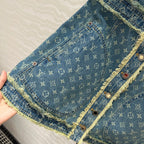 LV Hair Edge Craftsmanship Denim Dress Blue Cotton