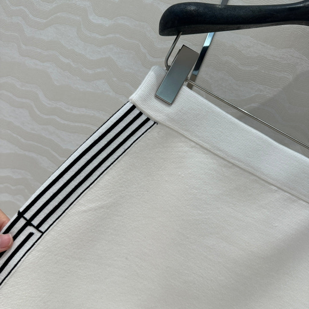 CD Short Skirt White Viscose Polyamide