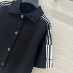 CD Short-Sleeved Cardigan Jacket Black Viscose Polyamide