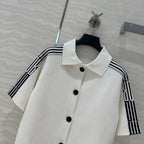 CD Short-Sleeved Cardigan Jacket White Viscose Polyamide