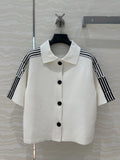 CD Short-Sleeved Cardigan Jacket White Viscose Polyamide