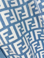 Fendi Double f Letter Knitted Cardigan Steel Blue Wool