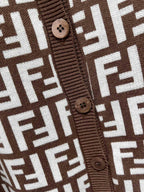 Fendi Double f Letter Knitted Cardigan Brown Wool