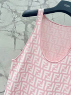 Fendi Sleeveless Dress Pink Wool