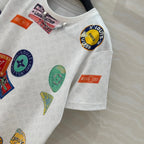 LV  Pattern Logo Positioning Poster Badge Printed  T-shirt White Cotton