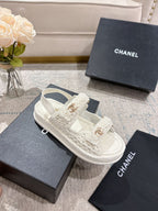 CC 25S Dad Sandal Raffia Calfskin