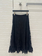 CD Lace Long Skirt Black Polyester
