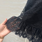 CD Lace Long Skirt Black Polyester