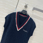 CD Knitted Vest Navy Blue Cotton