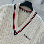 CD Knitted Vest White Cotton