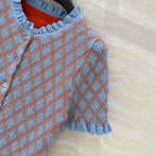 Prada Short-sleeved Shirt Blue mix Orange Cotton Poliamide