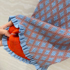 Prada Long Skirt Blue mix Orange Cotton Poliamide