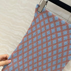 Prada Long Skirt Blue mix Orange Cotton Poliamide